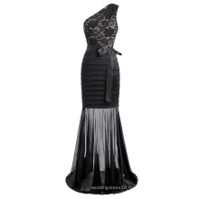 Kate Kasin Sexy Femme One Shoulder Mermaid silhouette Black Lace Long Prom Robe de soirée KK001057-1